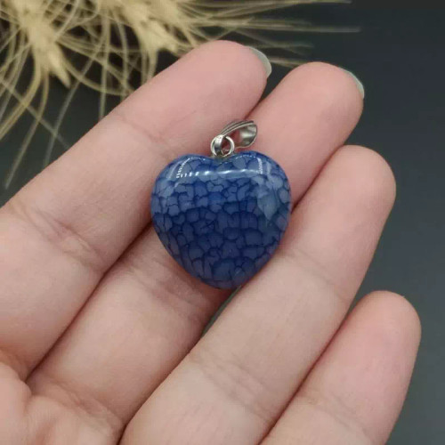 گردنبند عقیق دراگون تراش قلبی دو طرف دامله اصل معدنی کد 8799