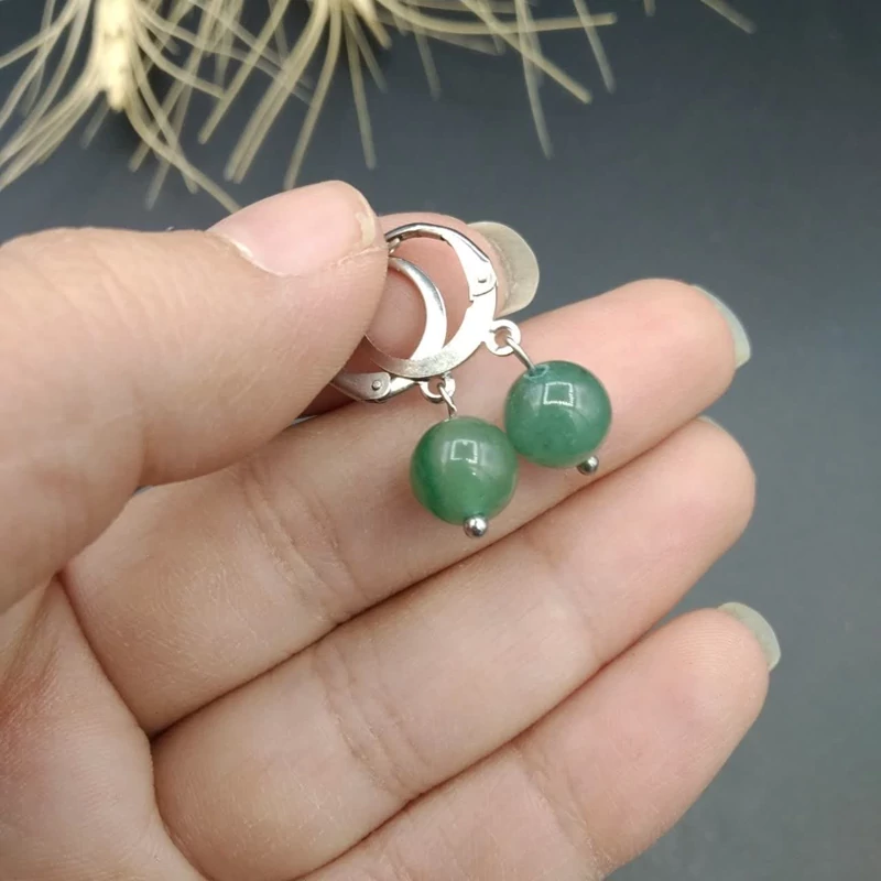 گوشواره اونتورین سبز اصل معدنی کد 8631