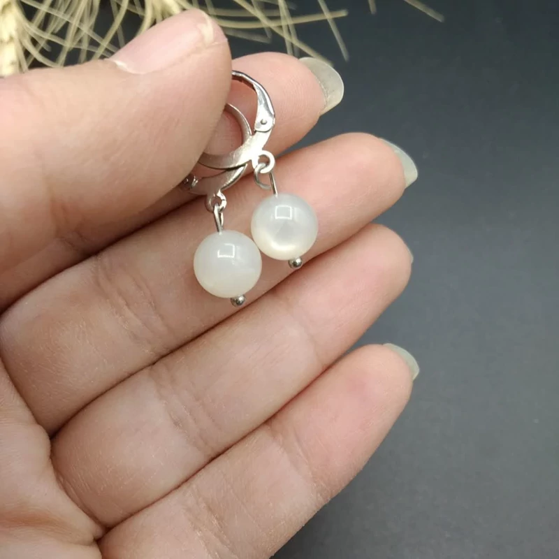 گوشواره مون استون اصل معدنی کد 8491