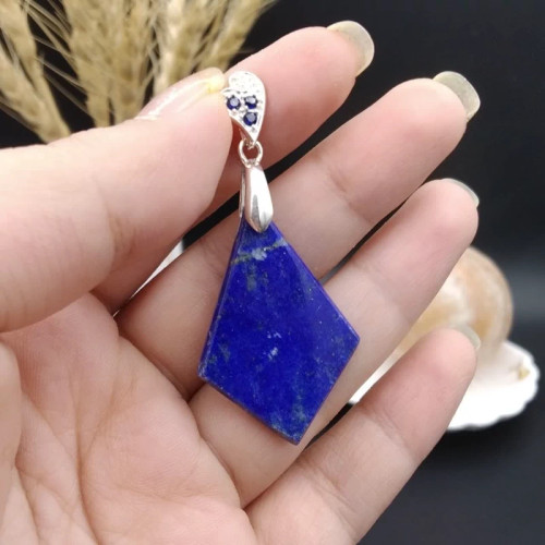 گردنبند نقره لاجورد افغان اصل معدنی کد 8577