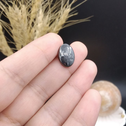 نگین حدید صینی اصل معدنی مزین به دعای ع علی کد 7605