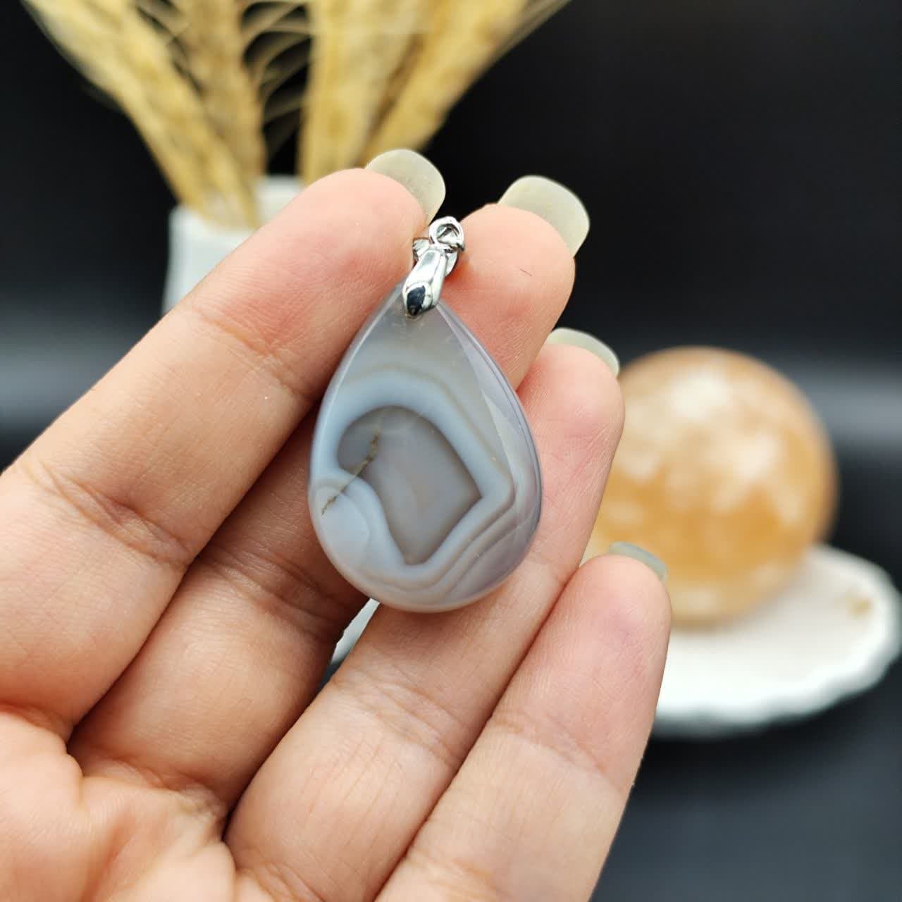 گردنبند عقیق سلیمانی اصل طبیعی کد 8144