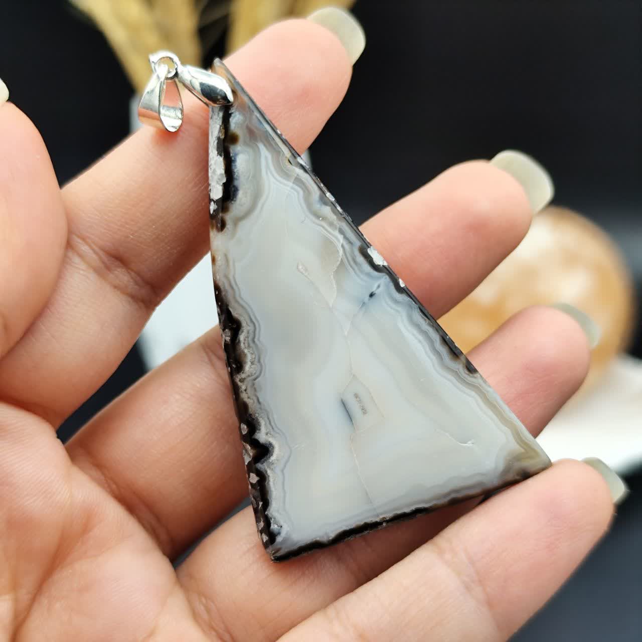 گردنبند عقیق سلیمانی اصل طبیعی کد 8132