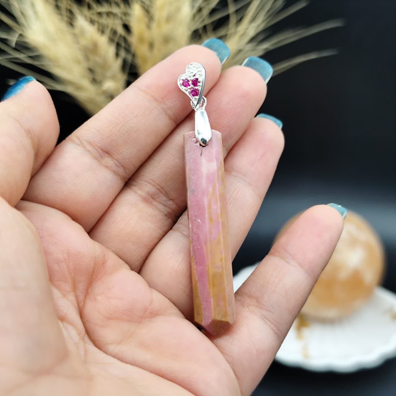 گردنبند نقره رودونیت اصل معدنی کد 7535 