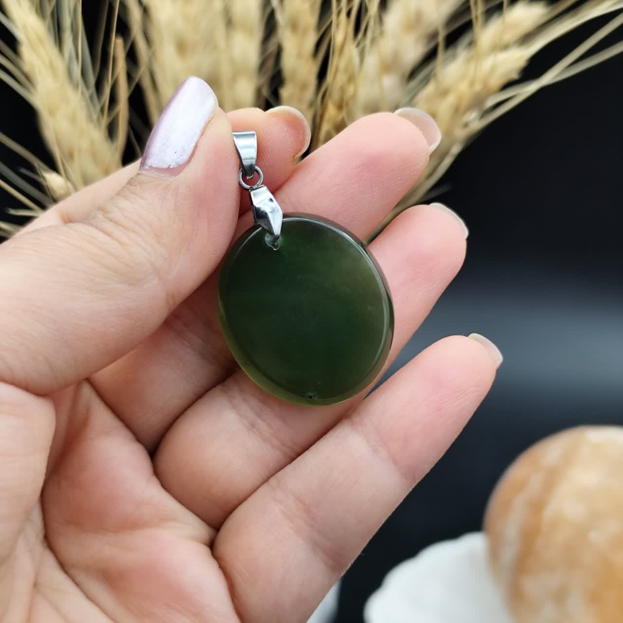 گردنبند یشم اصل معدنی کد 8504 _ گیره استیل رنگ ثابت