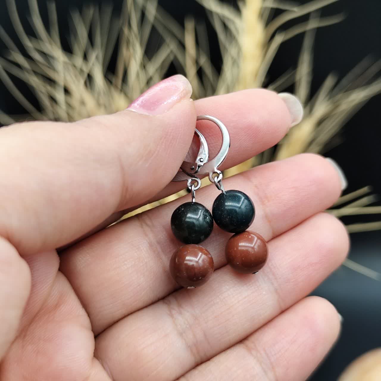 گوشواره سنگ خون اصل معدنی کد 1109