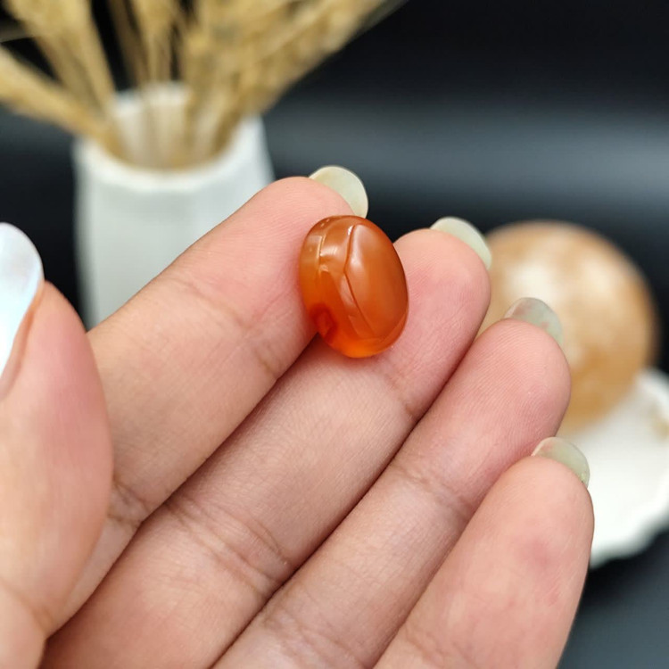 نگین عقیق پرتقالی یمنی اصل معدنی کد 9873