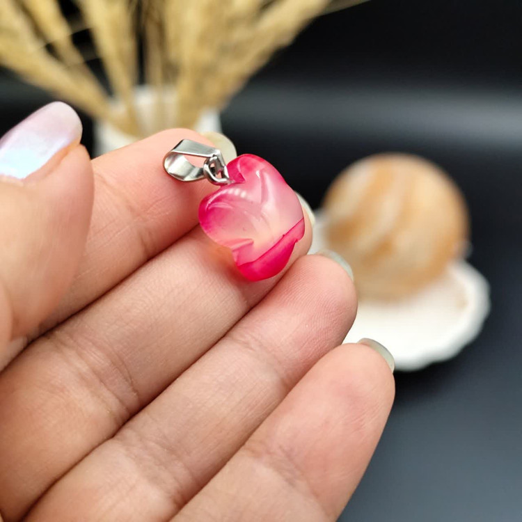 گردنبند عقیق صورتی اصل معدنی کد 10229