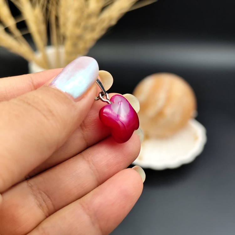 گردنبند عقیق صورتی اصل معدنی کد 10230