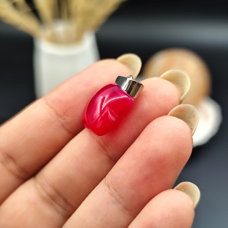 گردنبند عقیق صورتی اصل معدنی کد 10240