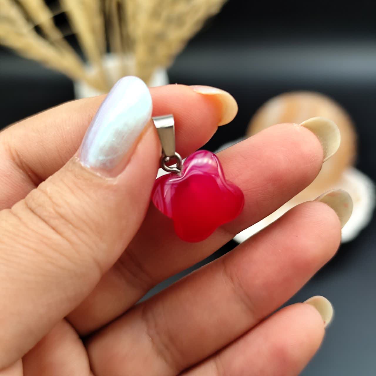 گردنبند عقیق صورتی اصل معدنی کد 10240